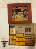 Antique 1930 TST Co. Farm and Jungle Life rubber stamp block printing set w/ box, shows wear, see