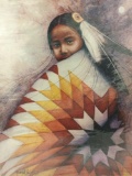 Hand signed and numbered portrait art print of a Native American girl by Craig, 23/200