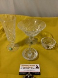 4 pc. lot of Waterford Crystal / Glass marked w/ stickers, approx 6 x 5 in.