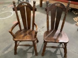 Pair of vintage wood dining chairs, approximately 23 x 18 x 43 in.