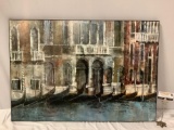 Modern Venice canal home decor art print on board, approx 39 x 27 in. Wear on corners.