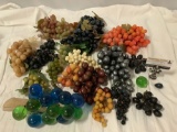 Large collection of faux grape bushels/ fake fruit sculpture decor, many styles.