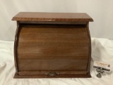 Vintage wood desktop rolltop desk organizer, approx 18 x 12 x 12 in.