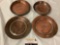 4 pc. Antique / French ? primitive hand hammered copper plates , approx 8 in.