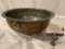 Antique / primitive French hand hammered copper colander , approx 14 x 6 in.