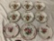 Old antique 9 pc. lot of French hand painted floral ceramic plates, 1 signed, w/ wall hangers, see