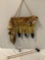 Native American fox fur pelt quiver with leather straps/ feathers w/ 2 arrows with bone arrowheads