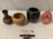 4 pc. lot of ceramic pottery vases / jars w/ artist signatures/ Native American designs, approx 4 x