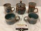 5 pc. lot of BARNA handmade stoneware tea/coffee set; mugs, creamer, sugar, signed by artist