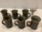 6 pc. lot of BARNA handmade stoneware mugs w/ matching blue floral design, signed by artist