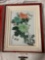 Antique wood framed handpainted Asian porcelain floral artwork w/ presentation box