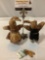 3 pc. lot of antique/vintage handmade rabbit family stuffed animal toys; mother, father and baby