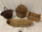 4 pc. lot of vintage woven wicker baskets, bent reed basket signed by artist, see pics