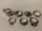 Collection of 7 different vintage sterling silver rings.
