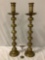 Pair of large vintage brass candleholders, approx 7 x 33.5 in.