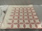 Vintage handmade pink and white quilt/bedspread, approx 78 x 82 in. Some wear, see pics.