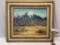 Framed Vintage Original Mountain oil painting on canvas board signed by artist Kampbell, approx 28 x