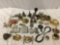 Lg. mixed lot of vintage /antique metal collectibles/ desk calendars, ashtrays, horns, metal items