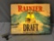 1991 Rainier Draft beer lighted advertising bar sign, tested and working, approx 20 x 16 x 7 in.
