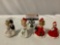 4 pc. Josef Originals painted porcelain Bride/Groom figurine, holiday bells; Christmas angels / girl