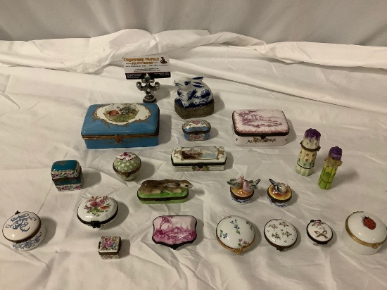 Stunning collection of vintage/antique French Limoges , small porcelain jewelry boxes: Rochard, many