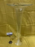 Large glass flower vase, made in Italy, approx 11 x 25.5 in. Nice condition.