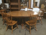 Vintage and beautiful better quality tell city hard rock maple dining table with six chairs