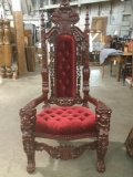 Fantastic Antique / vintage mahogany? throne chair w/ Lion motif/ German or Austrian ? symbol