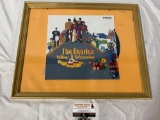 Vintage framed 1967 Lp record THE BEATLES - Yellow Submarine, Japan pressing, MONO EAS-70138 blue