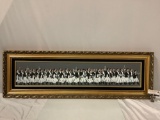 Large framed Limited Edition canvas art print, parade of waiters, numbered 187/275, approx 51 x 17