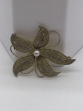 Very old and rare gorgeous .925 Sterling silver and marcasite brooch signed Fahrner original 925