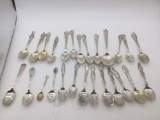Fantastic collection of 26 antique sterling silver souvenir spoons 574 grams