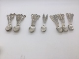 Set of 22 Repousse sterling silver spoons , Steiff , etc see pics 580 grams