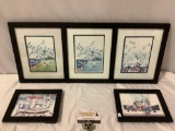 3 frames w/ 5 total Rie Munoz - Alaskan art prints , approx 26 x 11.5 in. largest.