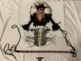 3 pc. lot of Native American inspired mask signed by artist, beaded belt, chest plate w/ beads