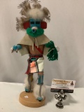 Native American wood kachina doll - Early Morning by Virgil B. , signed, feathers, leather, fur,