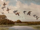 Framed hand signed art print: Mallard Morning by Lucille LeBlanc, number 2428/3500, approx 41 x 30