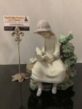 Vintage NAO by Lladro large porcelain girl w/ doves figurine, handmade in Spain, approx 6 x 9 x 4