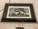 Framed hand signed art print Rural Scene - Cambodia by Sasha Constable, 12/01, #rd 8 of 36, approx