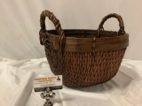 Woven handle round bottom collecting Basket, Approx 15 x 12 in.