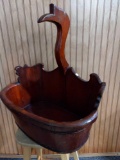 Antique Decorative Chinese Wooden Swan Basket