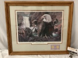 Framed Investors Edition 1989 O?er the Land of the Free by Don Marco, bald eagle art print with