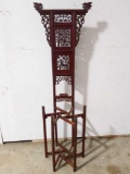 Amazing Antique Chinese Planter Stand w/ Ornate Carved Scenes