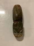 Fine ancient (?) carved green jade pendant in shape of cicada with dragon head, approx 3.5 x 1 in.