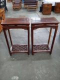 Pair of Chinese Rosewood Plant Stands/End Tables