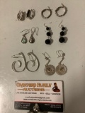 Selection 6 pairs of vintage sterling silver earrings.