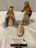 3 pc. GOEBEL M.I. HUMMEL nativity figurines: Virgin Mary, St. Joseph, Infant Jesus, MK 4, W.
