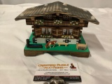 Vintage wood MAPSA chalet Swiss musical movement music box, Le Vieux Chalet