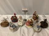 8 pc. lot of vintage music boxes; Lefton hand painted ceramic, Zanzibar, Sankyo , sold as is