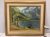 Framed Vintage Original Nature Scene oil painting on board signed by artist P. Tremble